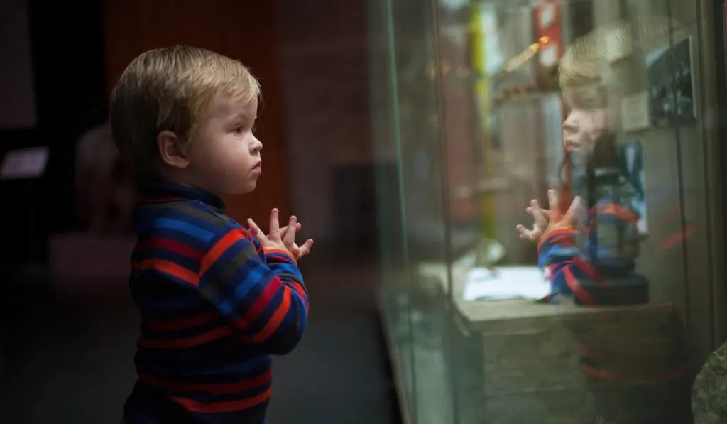 handsome boy in historical museum