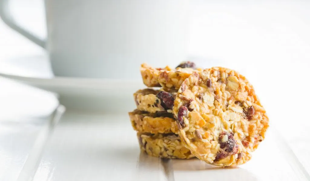 oatmeal and granola lactation cookies on white table