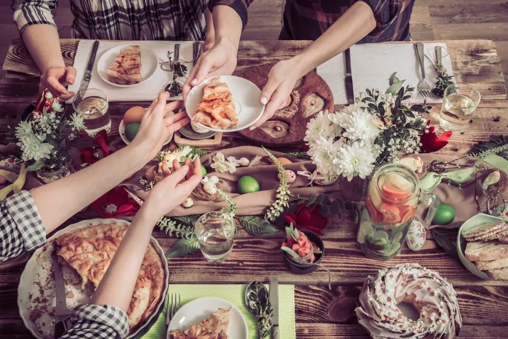 Home Celebration of friends or family at the festive table